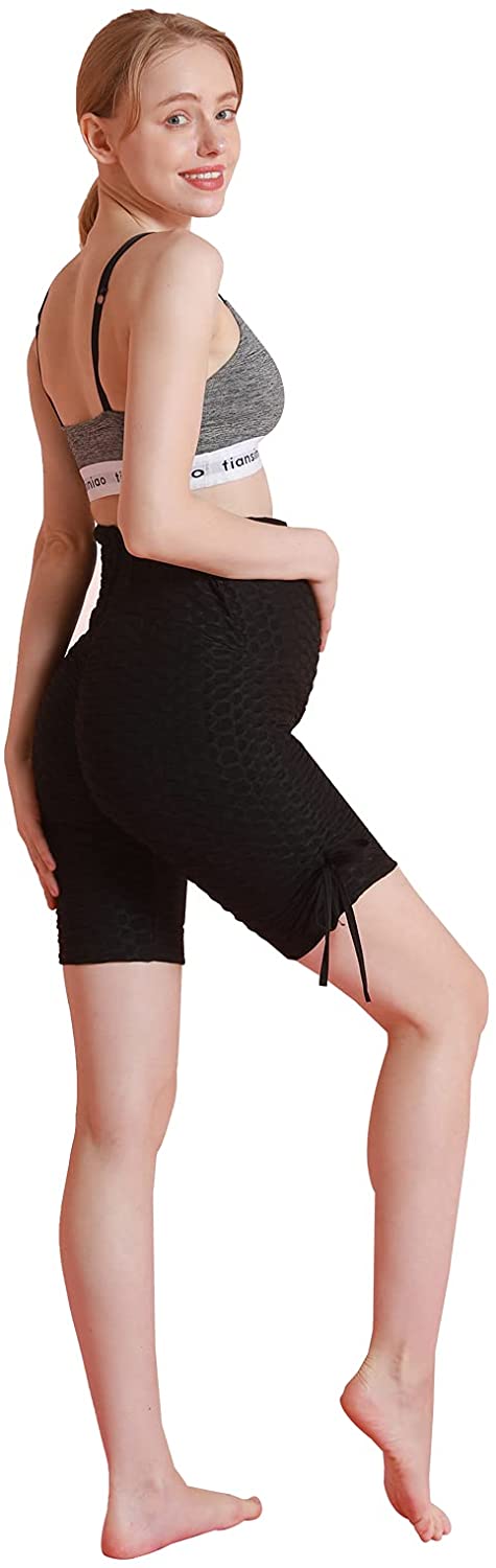 Women's Maternity Yoga Shorts Capri Pants High Waisted Naked Feeling Soft Workout Athletic Leggings