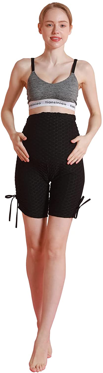 Women's Maternity Yoga Shorts Capri Pants High Waisted Naked Feeling Soft Workout Athletic Leggings