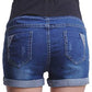 Women Plus Size Maternity Shorts Jean Over The Belly Stretch High Rise Comfy Blue Distressed Pregnancy Shorties Summer