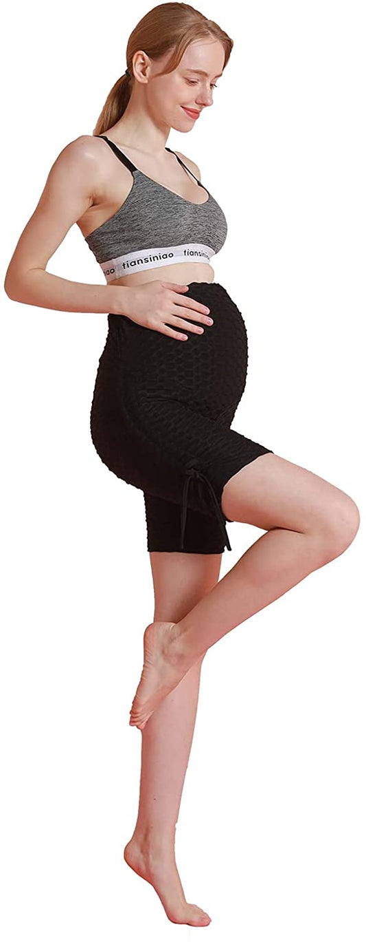 Women's Maternity Yoga Shorts Capri Pants High Waisted Naked Feeling Soft Workout Athletic Leggings