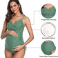 Solid Women's Maternity Swimsuit Retro Plum Wrap Front Tankini Summer Swimwear