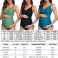 Solid Women's Maternity Swimsuit Retro Plum Wrap Front Tankini Summer Swimwear