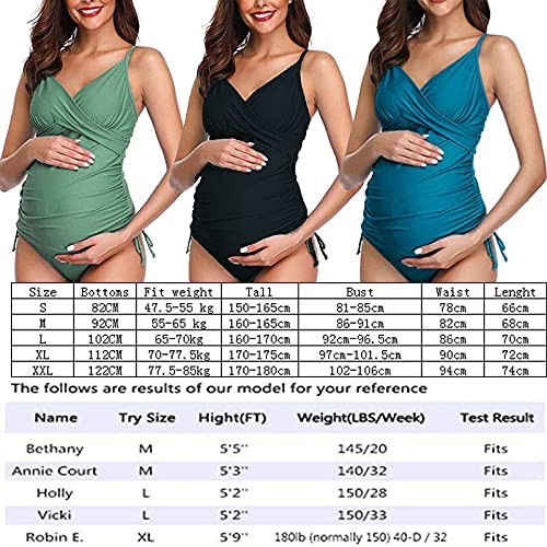 Solid Women's Maternity Swimsuit Retro Plum Wrap Front Tankini Summer Swimwear