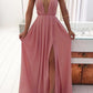 Side Slit Backless Deep V-Neck Spaghetti Straps Women Maxi Dresses Party Dress Ball Gown