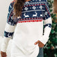 Geometric Elk Print Round Neck Long Sleeve Christmas Maternity T-Shirt