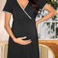 Seindeal Lace Draped V-neck Short Sleeve Mini Maternity Nursing Pajama Dress