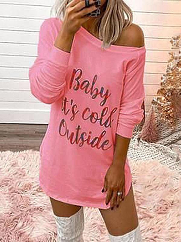 Baby It's Cold Outside Print Off Shoulder Fashion Maternity T-Shirt