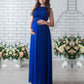 Seindeal Round Neck Panel Ruched Sleeveless Plus Size Maternity Dress for Baby Shower Blue Boy