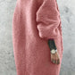 Seindeal Pockets Lantern Sleeve Cable Maternity Sweater Long Cardigan