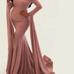 Solid Color Off Shoulder Bodycon Wavy Edge Babyshower Maternity Maxi Dress