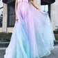 Pink-Blue Gender Reveal Grenadine Backless Maternity Maxi Dress