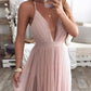 Backless Deep V-Neck Spaghetti Straps Women Maxi Dresses Tulle Dress Evening Dress Ball Gown