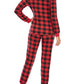 Buffalo Plaid Round Neck Long Sleeve Maternity Long Pajama Set