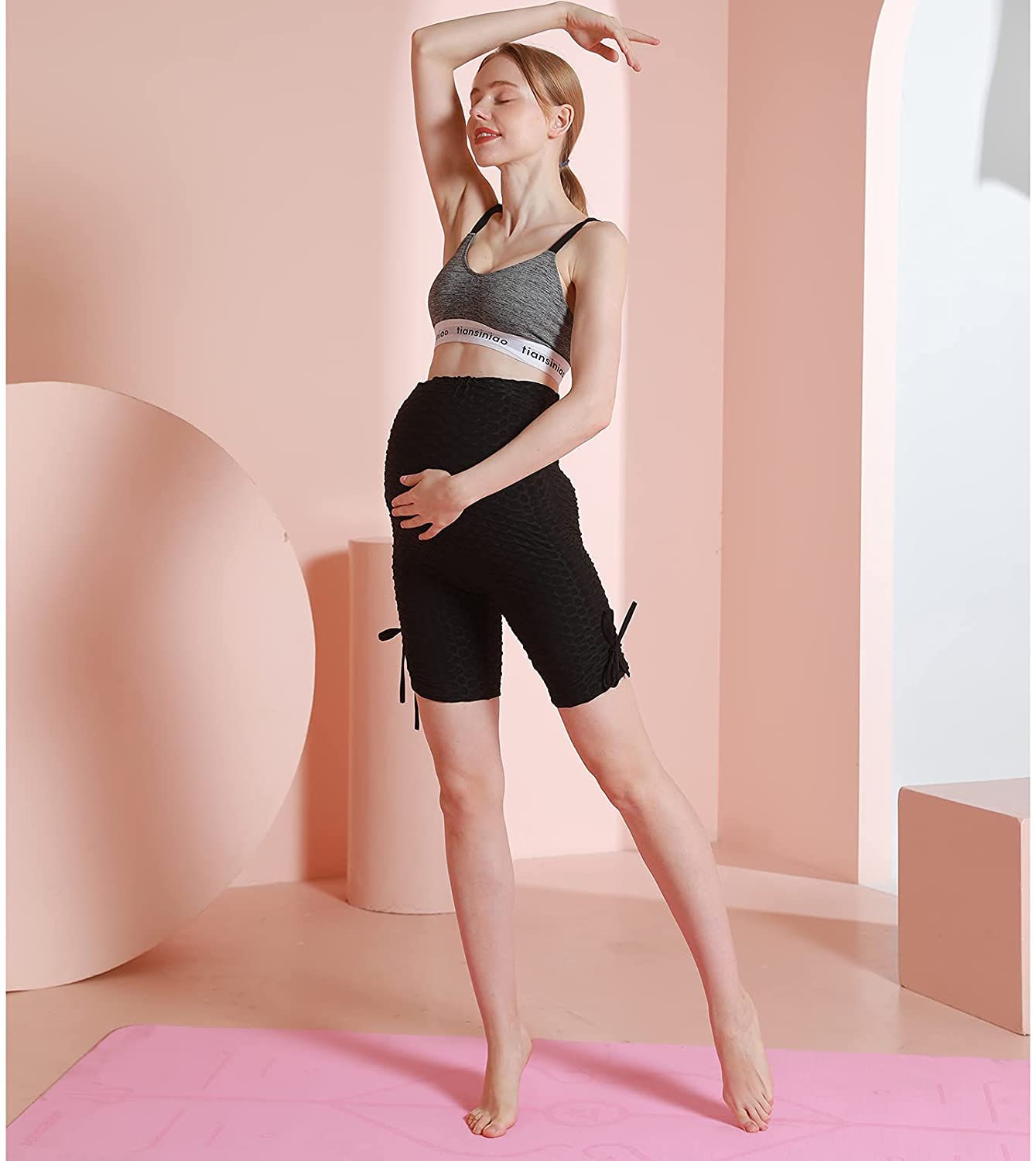 Women's Maternity Yoga Shorts Capri Pants High Waisted Naked Feeling Soft Workout Athletic Leggings