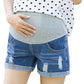 Women Plus Size Maternity Shorts Jean Over The Belly Stretch High Rise Comfy Blue Distressed Pregnancy Shorties Summer