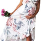 Seindeal Women's Floral Print V Neck Maternity Ruffle Cami Dress Pregnancy Dress Casual for Baby Shower or Photoshoot