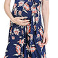 Women's Summer Floral Maxi Dress Waist Tie V Neck Irregular Hem Short Sleeve Photography Casual Maternity Dresses