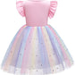 Seindeal Girls Unicorn Dress Summer Rainbow Tulle Grils' Dresses Kids Princess Dress for Cosplay Wedding Birthday Party Casual Outfits Clothing 2-10 Years