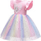 Seindeal Girls Unicorn Dress Summer Rainbow Tulle Grils' Dresses Kids Princess Dress for Cosplay Wedding Birthday Party Casual Outfits Clothing 2-10 Years