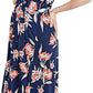 Women's Summer Floral Maxi Dress Waist Tie V Neck Irregular Hem Short Sleeve Photography Casual Maternity Dresses
