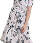 Women's Summer Floral Maxi Dress Waist Tie V Neck Irregular Hem Short Sleeve Photography Casual Maternity Dresses