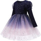 Toddler Girls Rainbow Pageant Dresses Long Sleeve  Sparkly Tutu Princess Gown for Birthday Christmas Wedding Party 2-10Years