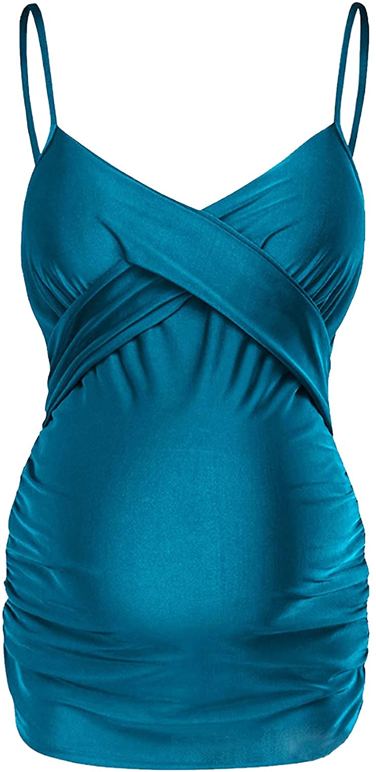 Solid Women's Maternity Swimsuit Retro Plum Wrap Front Tankini Summer Swimwear