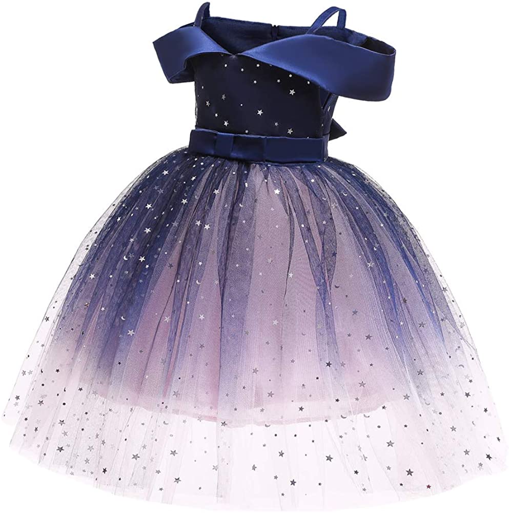 Toddler Gown Rainbow Pageant Dress for Girls Tutu Party Sparkly Princess Gown 2-10Years