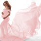 Seindeal Flowy Chiffon Draped Off-shoulder Baby Shower Red Maternity Dresses for Photoshoot