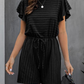 Round Neck Short Sleeve Striped Maternity short Jumpsuit