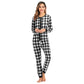 Seindeal Buffalo Plaid Buttons Christmas Long Sleeve Maternity Pajama Long Jumpsuit