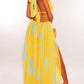 Patchwork Cut Out Slit Tie Back Backless Flowy Floor Length Plunging Neckline Maternity Maxi Dress
