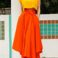 Irregular Pockets Belts High Waist Women Skirts Chiffon Skirt Pleated Skirt