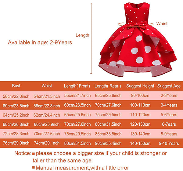 Girls Party Dress Dot Princess Dress for Girls Formal Dresses Elegant Baby Girls Dress Age 0-10 Years