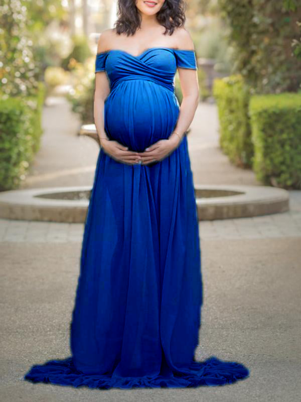 Seindeal Off Shoulder Maternity For Babyshower PhotoShoot Chiffon Flowy Maxi Dress SeinDeal Seindeal Off Shoulder Maternity For Babyshower PhotoShoot Chiffon Flowy Maxi Dress SeinDeal