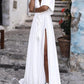 Solid Color Patchwork Ruffle Side Slit Deep V-Neck Short Sleeve Maxi Dresses Women Elegant Dress