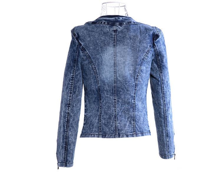 Seindeal Jeans jacket with rhinestones transition jacket retro sequins women fashion