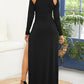 Double Slit Cut Out Evening Party V-neck Long Sleeve Maternity Maxi Dress