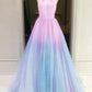 Pink-Blue Gender Reveal Grenadine Backless Maternity Maxi Dress