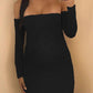Solid Off Shoulder Fitted Long Sleeve Casual Maternity Mini Dress