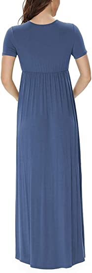 Seindeal Draped V-neck Short Sleeve Elegant Maxi Maternity Dress