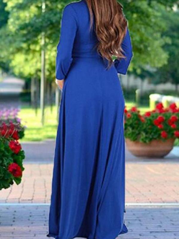 Seindeal Sashes V-neck Maxi Dress Maternity Baby Shower Fall Outfit for Banquet Elegant Party