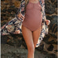 Summer Women Maternity Swimsuit One Piece Bathing Suit Button Neck Cross Back Swimwear