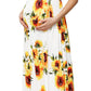 Seindeal Draped V-neck Short Sleeve Elegant Maxi Maternity Dress