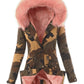 Camouflage Drawstring Hoodie Long Sleeve Fashion Maternity Fatigue Fur Coat