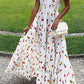 Floral Off Shoulder Ruffle Flowy Floor Length Boat Neck Maternity Maxi Dress