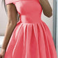 Zipper Bandeau Pleated Spaghetti Straps Beautiful A-Line Mini Dress Ladies Elegant Dress