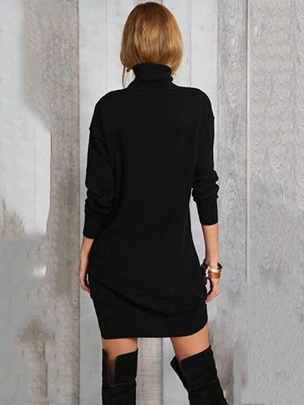 Solid Color Bodycon Band Neck Long Sleeve Maternity Casual Mini Dress