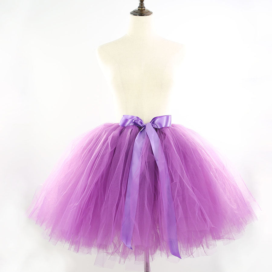 Seindeal Patchwork Grenadine Pleated Fluffy Puffy Tulle Long Tutu Skirt for Maternity Photoshoot