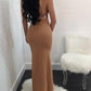 Sequin Shoulder-Strap Bodycon Backless Maternity Banquet Maxi Dress